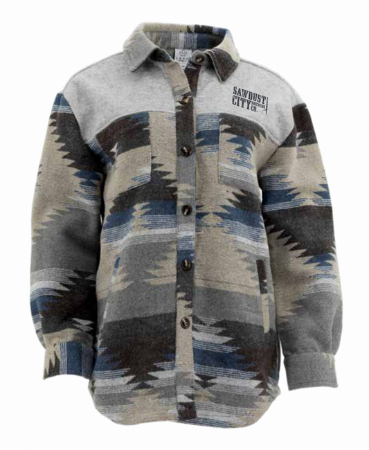 Sawdust City Aztec Jacket - Blue/Grey